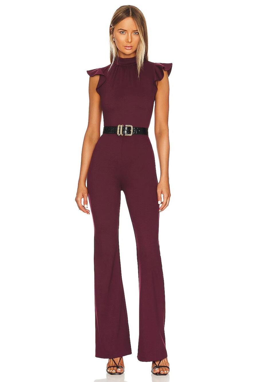 Amanda Uprichard Davina Jumpsuit Mock Neck Flare Leg Party Cocktail Evening M
